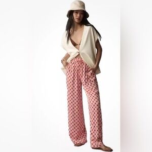 Maeve by Anthropologie Pink and Orange Geometric Wide Leg Pants